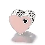 Colgante de plata de ley 925 con forma de corazón, pulsera pequeña, color rosa, adecuado para joyería de mujer, fabricación de regalos