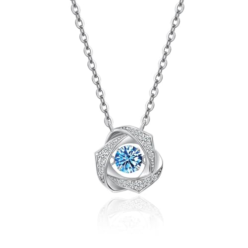 Collar de piedras preciosas para mujer en plata de ley 925 colgante elegante de 45 cm