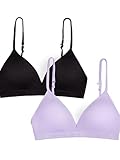 Fruit of the Loom Girls' Big Seamless Soft Cup Bra, 2-Pack, Lilac Whisper/Black Hue, 36