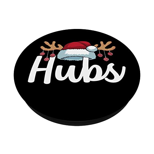Hubs Claus Christmas Couples Matching His & Her Pajama Funny PopSockets Swappable PopGrip, Black - Image 2