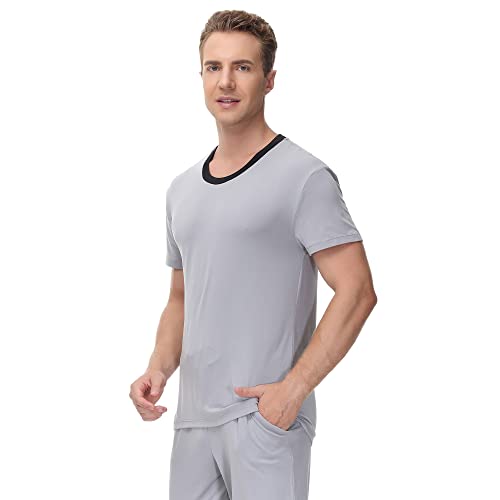 Ink+Ivy Men Sleepwear Pajama Top Crewneck T-Shirt, Soft Sueded Jersey Tee Loungewear, Undershirt, Alloy, Small2