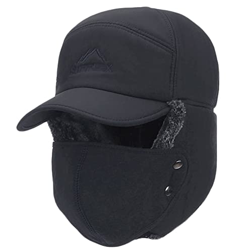 Unisex Chapka Chapeau de Trappeur d'hiver Anti Vent Aviateur Casquette Hiver Chapka Ear Flap Trappeur Bomber Casquettes Bonnets Chapeaux Oreillette Bonnet Chaud pour Ski Patinage Moto Randonnée Vélo