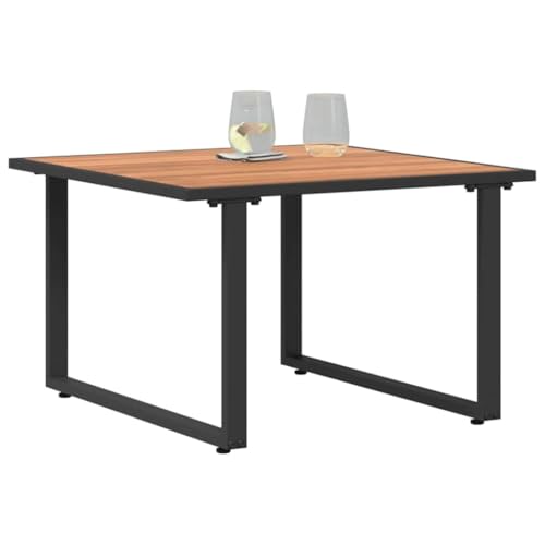vidaXL Table Basse Marron Acier, Ensemble mobilier Moderne de Jardin, Banc rectangulaire, transat extérieur, Assise résistante pour détente en terrasse