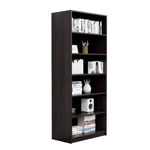 Image of Bniture 6 Tier Engineered Wood Open Book Shelf Wooden Bookshelf for Home, Kids Room & Study Room | Multipurpose Free Stand Corner Book Organizer for Library Room, Office | Flower Wenge