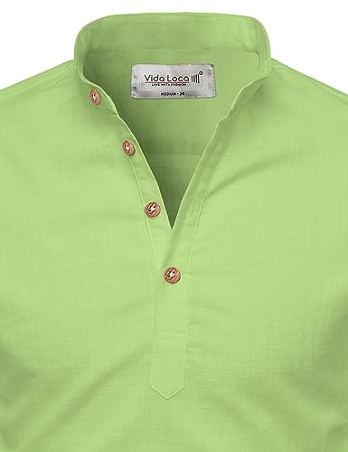 Image of Vida Loca Full Sleeve Mandarin Collor Cotton Casual Slim Fit Shirt for Men's