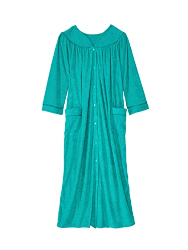 AmeriMark Women Full-Length Snap Front Terrycloth Long Bathrobe – Loose Absorbent Full-Coverage Plush Long Ankle Bath Robe4