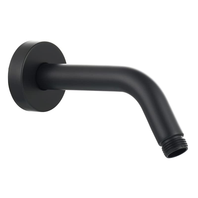 Bras de douche rond encastré noir avec coude court mural de 16 cm pour salle de bain