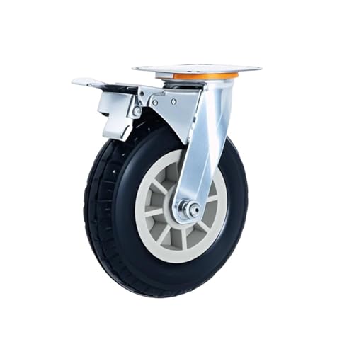 Wholesale Swivel Casters Heavy-Duty Wheels Rubber Industrial Wheels Silent Wheels Directional with Brakes Handcart(Heavy-dutyhummer8inch*directionalwheel)