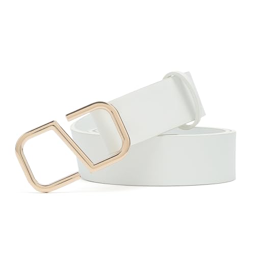 Women Belts for Jeans Dress Fashion Waist Ladies Faux Leather Belt with Gold Buckle3