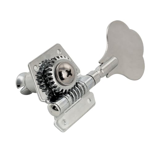 Image of Musiclily Basic Single 24:1 Ratio Open Gear Machine Head Treble Side Tuner Tuning Peg Key with Clover Button for Ibanez Style Electric Bass, Chrome
