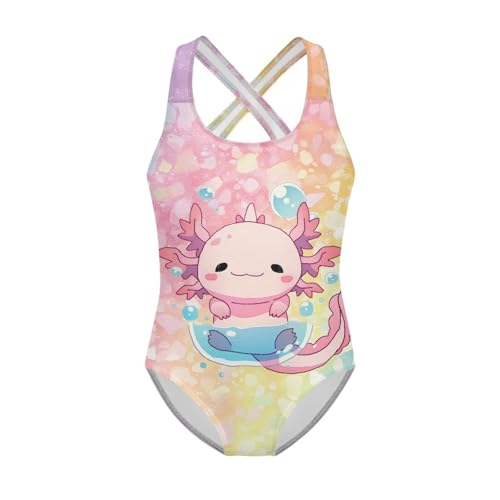 Image of Girls One Piece Swimsuits Teens Sleeveless Back Cross Strap Bathing Suit Kids Quick Dry Cute Beach Swimwear(5-14)