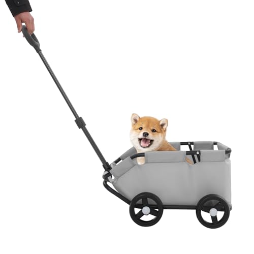 Donened - Passeggino pieghevole per cani e gatti fino a 10 kg, 86 x 51 x 35 cm (grigio)