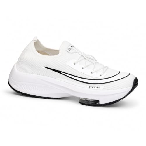 Image of Yes'No Men's Sports Shoes | Lightweight Mesh Running Shoes with Soft Cushioning & Lace-Up Design | Comfortable Slip-On Sneakers for Walking, Jogging, Gym 2 inch Curved Heel, Black