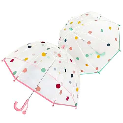 Image of RONIARE 2 Pack Kids Clear Umbrellas for Rain Dome Bubble Umbrella Windproof for Toddler Boys Girls