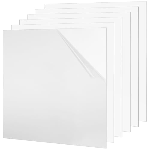 HEIYUET 6 Pièces Plaque Acrylic Transparent 30x30cm 3mm - Plaque Acrylique pour Cadre Photo, Gravure Laser, Peinture, Projets DIY - Lot de 6 Panneaux en Acrylic Transparent