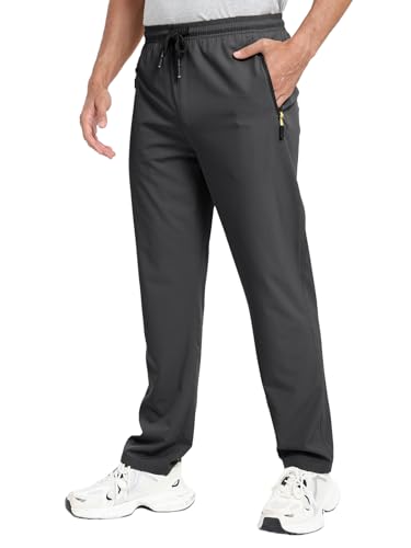 Image of Men's Lightweight Hiking Pants Elastic Waist Water Resistant Quick-Dry Sweatpants for Running Traveling Outdoor Work
