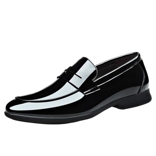 Mens Driving Loafers Faux Leather Evening Casual Solid Color Round Toe Non Slip Low Top Block Heel Anti-Slip Shoe Slip On