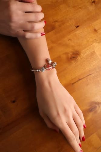 Image of Pink Zircon Moon and Sun Charm Bracelet