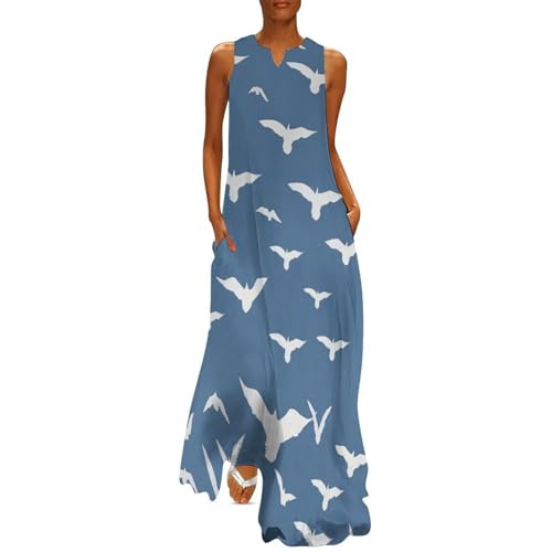 Robe longue d'été mouette rétro robe maxi col V robes de plage bohème grande taille
