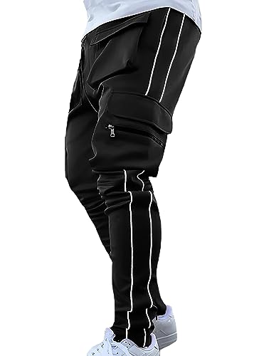 MECH-ENG Men's Workout Tapered Jogger Pants Casual Hip Hop Cargo Pants Punk Streetwear Sweatpants