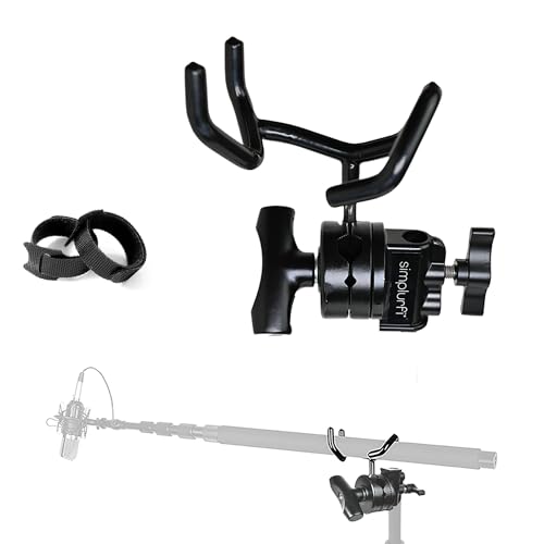 Simplurfi Microphone Boom Pole Mounting Kit with Cradle and 2.5-inch Grip Head - Sturdy Metal Holder...