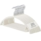 ATOKA ハンガー 滑り止めハンガー かたくずれ防止 すべらない ネクタイハンガー ベルベット製 省スペース 耐荷重性 壊れにくい 変形にくい（20本組 アイボリー）