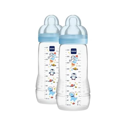 MAM Biberon Easy Active, con Tettarella Misura 3, 4+ Mesi, modelli/colori assortiti, 330 ml, Set da 2