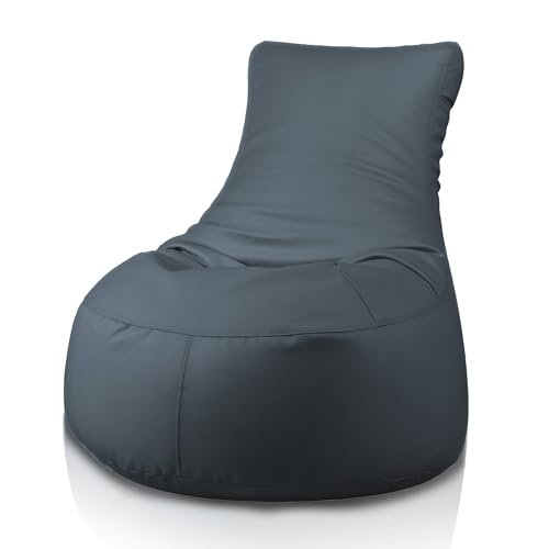 Bepouf Poltrona Sacco Puf Pouf Con Schienale Alto Dimensioni 85x80 Ecopelle Pieno (Grigio, L)
