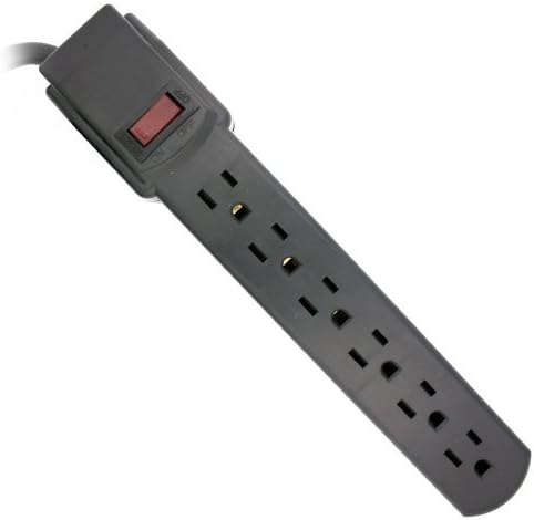 Topzone 1 Feet 6 Outlets Built-in Safety Circuit Breaker Angle Plug AC Wall Power Strip UL Listed (Black)