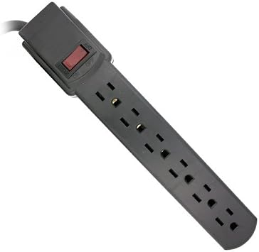 Topzone 1 Feet 6 Outlets Built-in Safety Circuit Breaker Angle Plug AC Wall Power Strip UL Listed Black