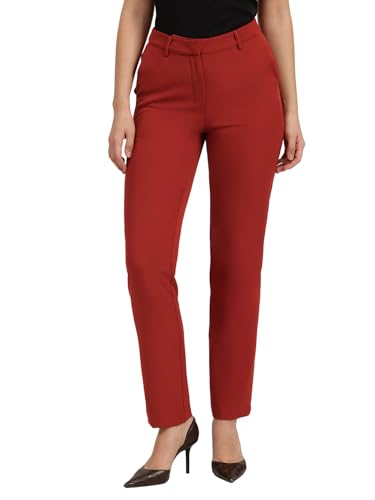 Image of FableStreet Women's Formal Trousers | Mid-Rise Straight-Leg Design | Flat Front & Permanent Crease | Polyester Lycra Fabric | Office Wear & Business Meeting