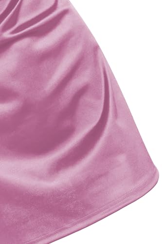 Image of ZAFUL Women's Satin Sleeveless Spaghetti Strap Mini Dress Sexy Slip Cowl Neck Silky Cocktail Party Dresses