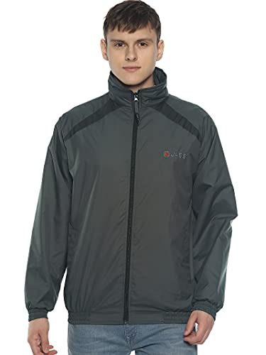 Image of OJASS Men OJASS Jacket for Men,Lightweight & Wind-Resistant with Reflective Bike Jacket for Man High Neck Relaxed Fit-Stylish Windbreaker for Outdoor & Biking Black With Grey