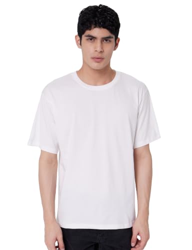 Image of Veirdo 100% Pure Cotton Drop Shoulder Oversized Baggy Fit Half Sleeve Plain Solid Round Neck Multicolor T-Shirt Combo for Men (Pack of 3) (Sizes S-2XL)