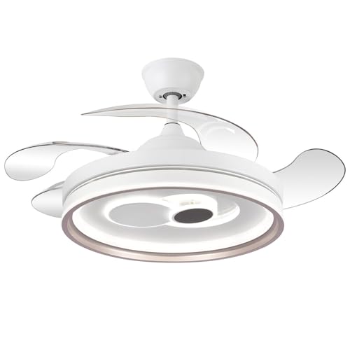VENTILADOR TECHO C/LUZ 4 ASPAS RETRACTILES BLANCO MYSTIC