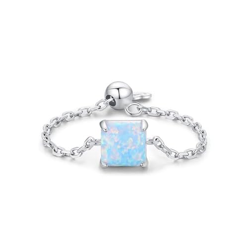 Bague En Forme De Cœur Opale Pour Femmes Et Filles En Argent Sterling 925 Réglable Avec Cœur d'Amour, Bagues De Promesse De Fiançailles Pendantes, Chaîne...