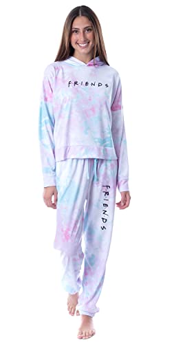 INTIMO Friends TV Show Logo Tie Dye Womens' Pajama Loungewear Hooded Jogger Set