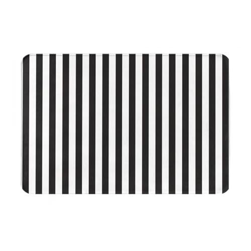 LONGZEHAO Felpudo antideslizante ultra absorbente con estampado de rayas blancas y negras, felpudo frontal de bienvenida para interiores y exteriores, 16 x 24 pulgadas
