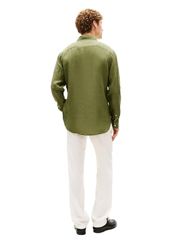 Image of Tommy Hilfiger Men's Long Sleeve Casual Linen Button Down Shirts in Regular Fit