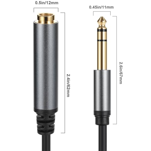 Cable de extensión de audio 6.35mm macho a hembra, pack 2 miniatura 2