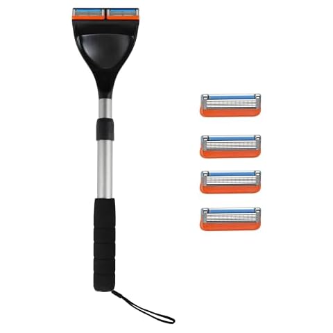 EASACE Back Shaver Back Hair Removal 6.0 Plus,Body Grommer for Men,Body Shaver with Zinc Alloy Head Long Handle 21 Inch Adjustable, Curved DIY Shaver Cover