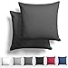 Melunda 2-częściowy zestaw poszewek na poduszkę z makosatyny, 50 x 50 cm, kolor antracytowy, 100% bawełna, z zamkiem błyskawicznym YKK, super miękka poszewka na poduszkę (tylko poszewka)