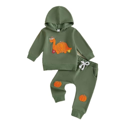 Toddler 2 Piece Jogging Set Cute Pumpkin Dinosaur Hoodies+straight Sweatpants Baby Boys Fleece Warm Sweatsuits Outfits