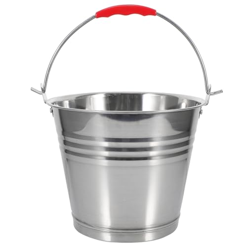 SOLUSTRE Stainless Steel Bucket Compost Can Stainless Steel Pail 1.32Gallon Bucket with Lid Stainless Steel Water Bucket Galvanized Vase Portable Water Bucket Plastic High Capacity Steel Drum