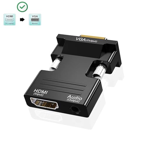 Image of SANCY HDMI to VGA Adapter with 3.5mm Audio Jack, 1080p Active Video Converter for Laptop, PC, PS3, Xbox, Blu-ray, DVD, TV Stick - VGA Male, Pack of 1