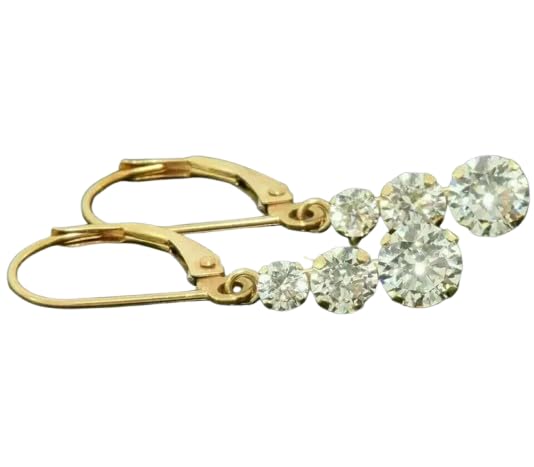SANTOSH-ENTERPRISES - 2.00Ct Round Cut Lab Created White Diamond Prong Set Lever Back Woman's Drop Dangle Earring 14K Yellow Gold Finish