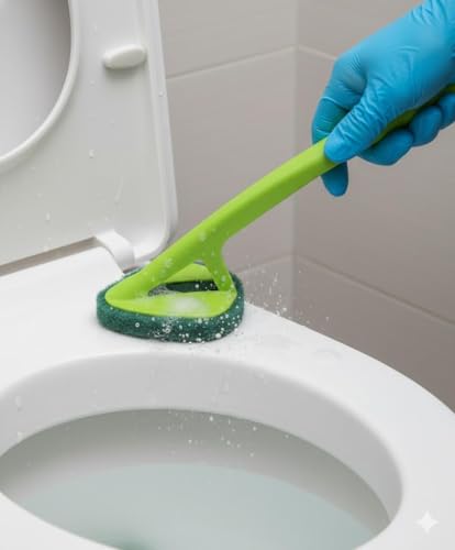 Image of Bathroom Tile Scrubber Brush- Cleans Tiles, Hard to Reach Corners, Floors, Tough Stain Removal, Ergonomic Handle for Excellent Grip, Triangular Head for Easy Cleaning (Pack of 2)