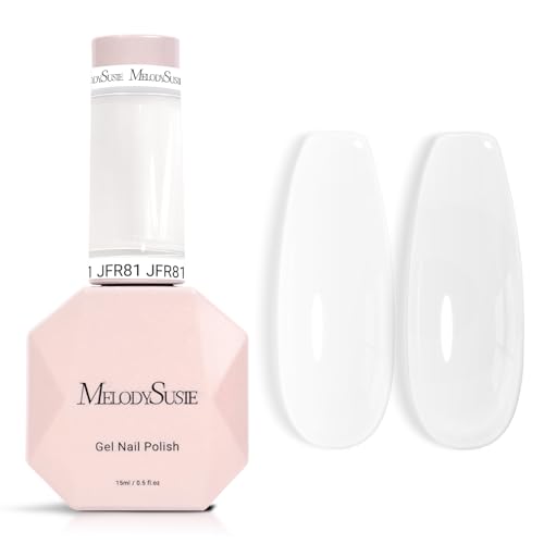 Image of MelodySusie White Gel Nail Polish, 0.5Fl.oz Jeweliver Jelly Gel Polish Translucent Nude Natural Color Sheer Soak Off UV LED Light Cure Gift for Women Girls Nail Art Manicure DIY at Home JFR81