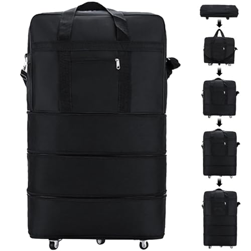 Wheeled Duffle Bag Luggage,Rolling Duffle Bag, Expandable Foldable Suitcase with 360 ° Wheels Waterproof Oxford Wheeled Holdall Travel Bag for Men Women Travel Business Trip3