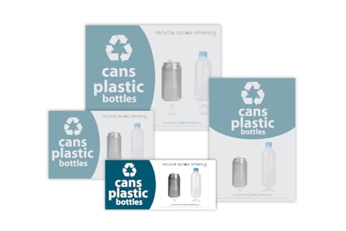 Cans and Plastic Recycling Labels for Bins, Lids, Carts, Dumpsters. Part of Nationwide Label Standardization for Recycle Compost Trash Receptacles. Durable UV Protected Sticker (4" x 9")
